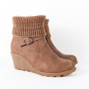 Brown Booties Womens 8W Chelsea Pump Ankle Boots Closed Toe Shoes
